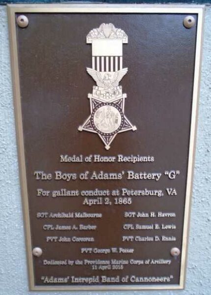 THE BOYS OF ADAMS’ BATTERY “G” MEDAL OF HONOR MEMORIAL PLAQUE