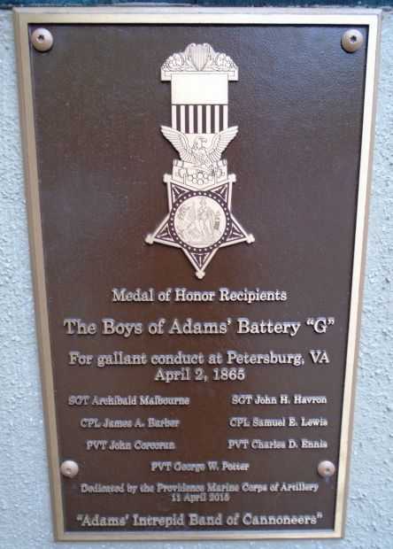 THE BOYS OF ADAMS’ BATTERY “G” MEDAL OF HONOR MEMORIAL PLAQUE