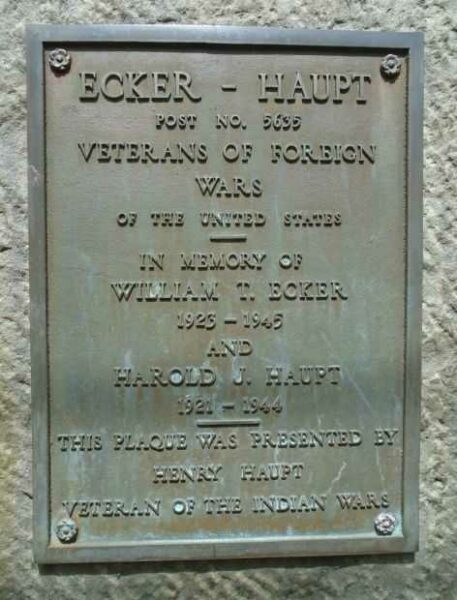 ECKER-HAUPT WAR MEMORIAL PLAQUE