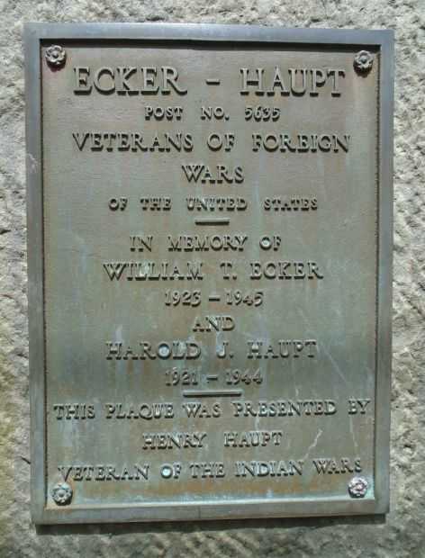 ECKER-HAUPT WAR MEMORIAL PLAQUE