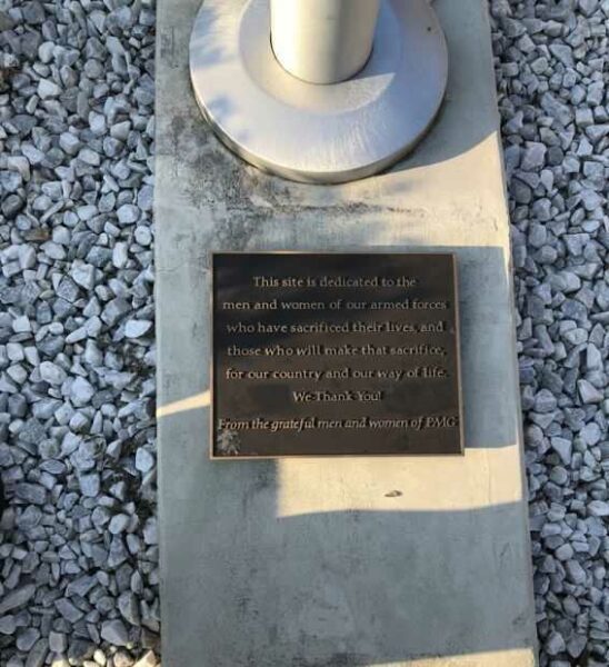 PMG ARAMED FORCES WAR MEMORIAL FLAGPOLE PLAQUEW