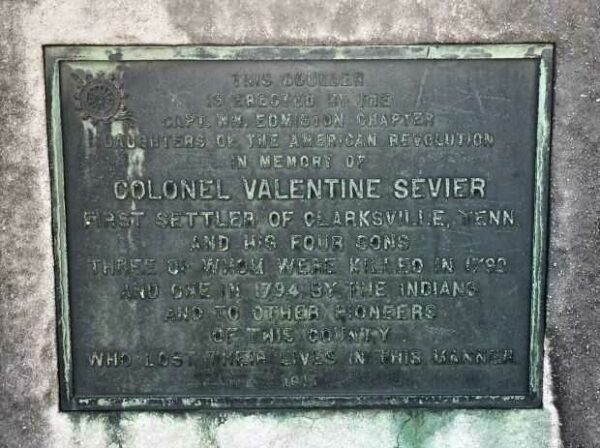 COLONEL VALENTINE SEVIER WAR MEMORIAL PLAQUE