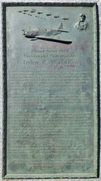JOHN C,. WALDRON WAR MEMORIAL PLAQUE
