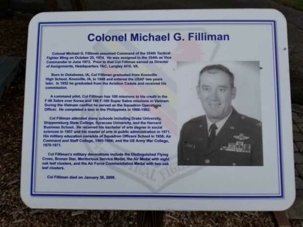 COLONEL MICHAEL G. FILLIMAN WAR MEMORIAL PLAQUE