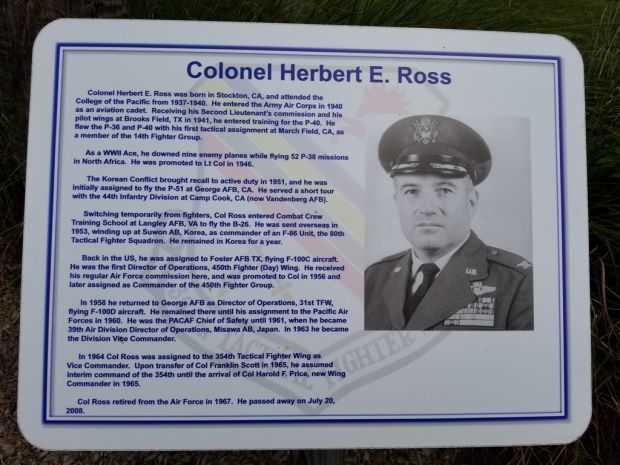 COLONEL HERBERT E. ROSS WAR MEMORIAL PLAQUE