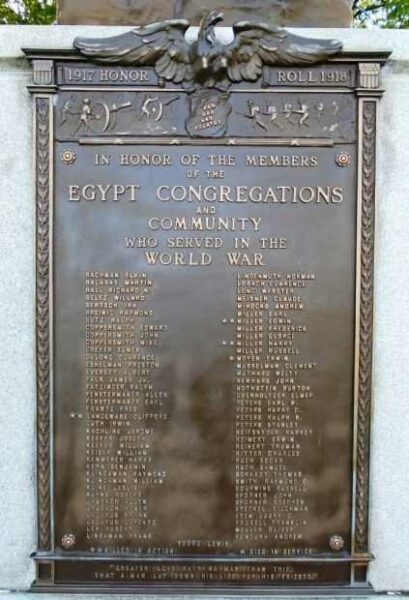 EGYPT CONGREGATIONS WORLD WAR MEMORIAL PLAQUE A