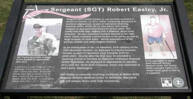 SERGEANT (SGT) ROBERT EASLEY, JR. WAR MEMORIAL PLAQUE