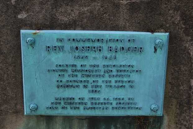 REV. JOSEPH BADGER REVOLUTIONARY WAR SOLDIER MEMORIAL PLAQUE