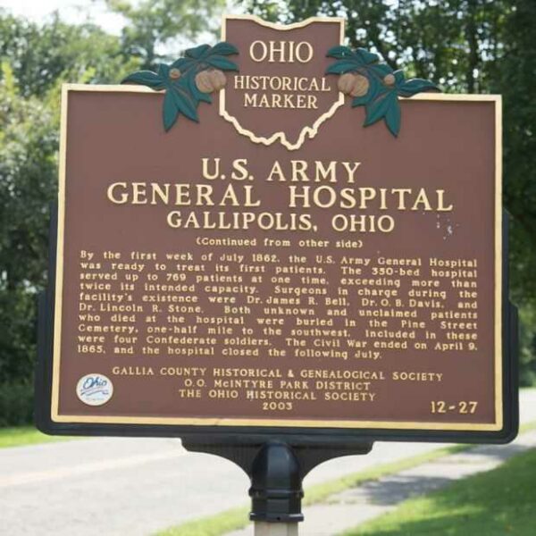 U.S. ARMY GENERAL HOSPITAL WAR MEMORIAL MARKER BACK