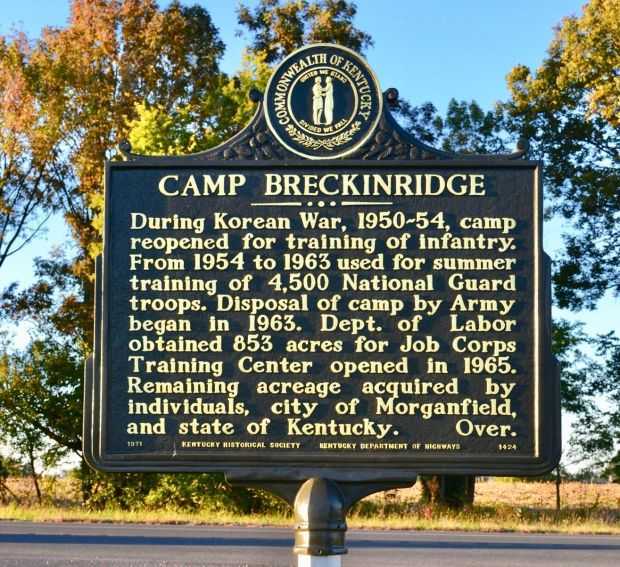 CAMP BRECKINRIDGE WAR MEMORIAL MARKER BACK