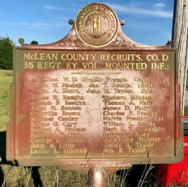 MCLEAN COUNTY RECRUITS, CO. D WAR MEMORIAL MARKER