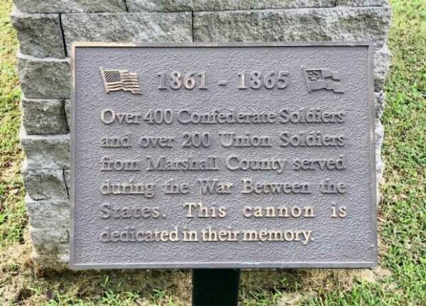 MARSHALL COUNTY CIVIL WAR MEMORIAL CANNON PLAQUE