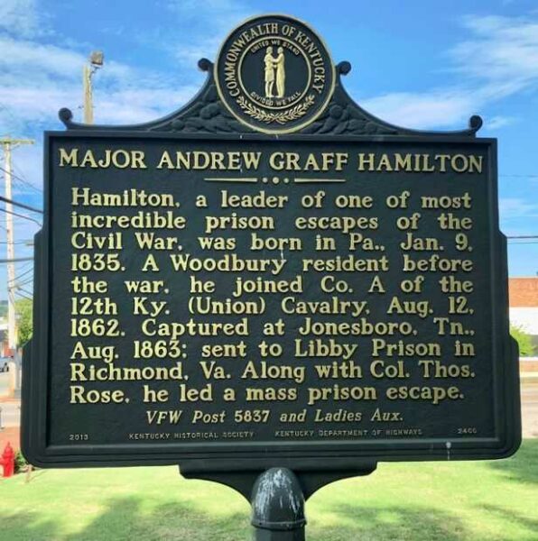 MAJOR ANDREW GRAFF HAMILTON MEMORIAL MARKER FRONT