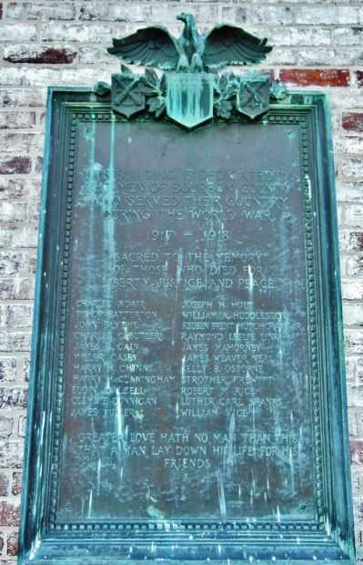 BOURBON COUNTY WORLD WAR MEMORIAL PLAQUE