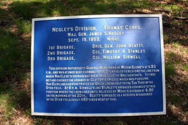 NEGLEY’S DIVISION, THOMAS’CORPS WAR MEMORIAL PLAQUE