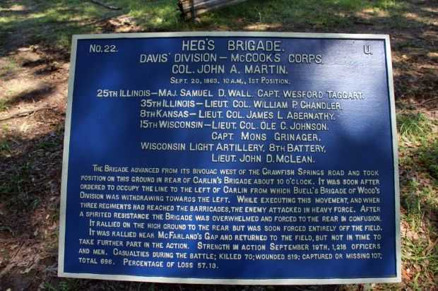 HEG’S BRIGADE. DAVIS’ DIVISION WAR MEMORIAL PLAQUE
