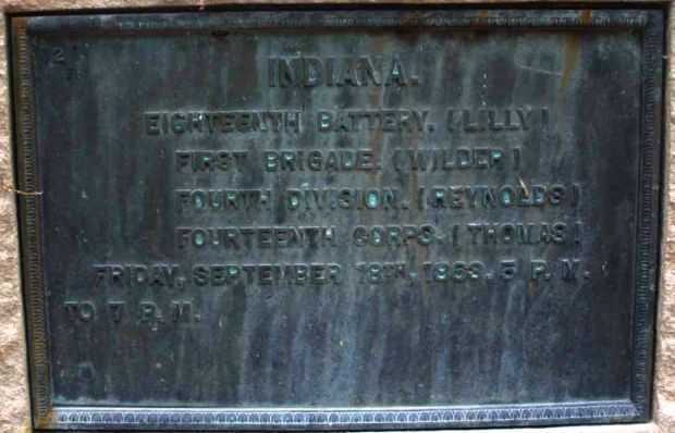 INDIANA. EIGHTEENTH BATTERY. (LILLY) WAR MEMORIAL PLAQUE