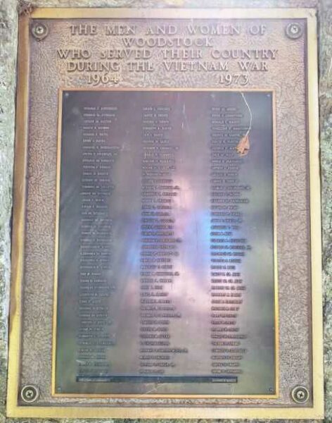 WOODSTOCK KOREAN WAR AND VIETNAM WAR MEMORIAL PLAQUE B
