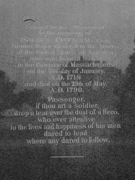 ISRAEL PUTNAM, ESQ. MONUMENT PLAQUE A