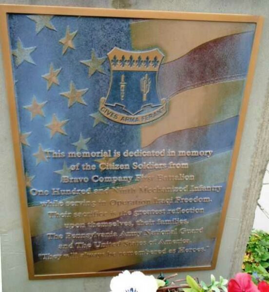CITIZEN SOLDIERS FROM BRAVO COMPANY WAR MEMORIAL PLAQUE