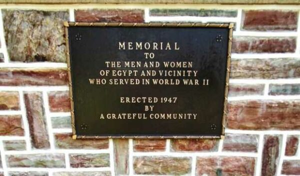 EGYPT AND VICINITY WORLD WAR II MEMORIAL PLAQUE