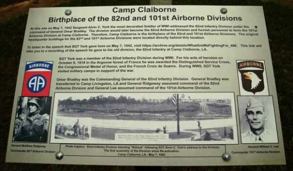 CAMP CLAIBORNE WAR MEMORIAL PLAQUE
