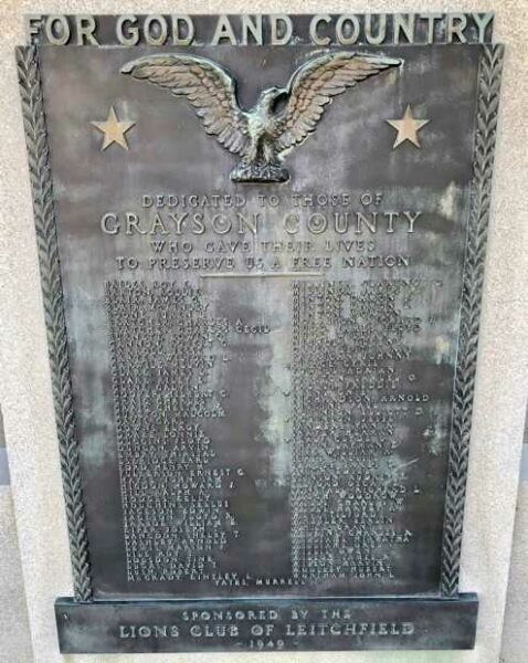 GRAYSON COUNTY WORLD WAR II MEMORIAL PLAQUE