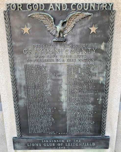 GRAYSON COUNTY WORLD WAR II MEMORIAL PLAQUE