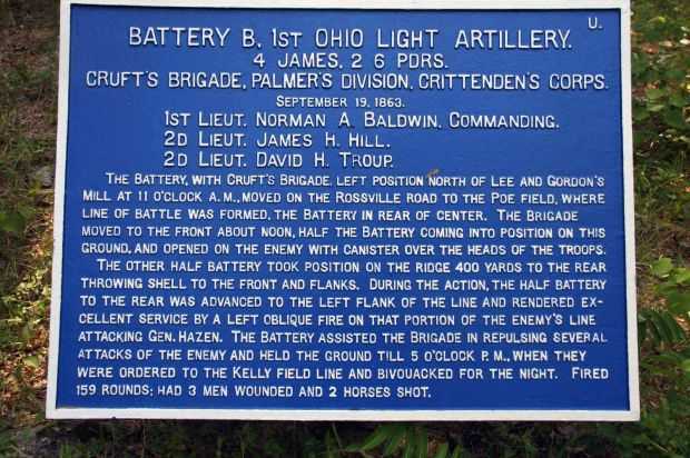 BATTERY B, 1ST OHIO LIGHT ARTILLERY MEMORIAL PLAQUE II