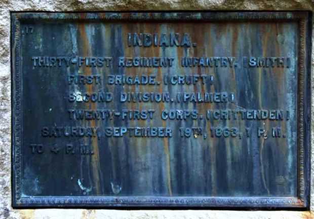 INDIANA. THIRTY-FIRST REGIMENT INFANTRY. WAR MEMORIAL PLAQUE