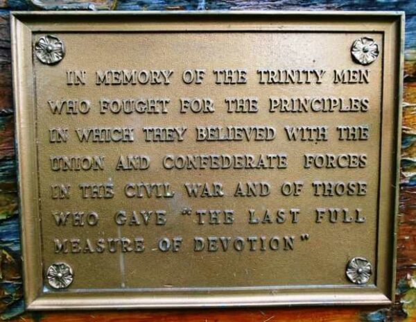 TRINITY MEN CIVIL WAR MEMORIAL CANNON PLAQUE A