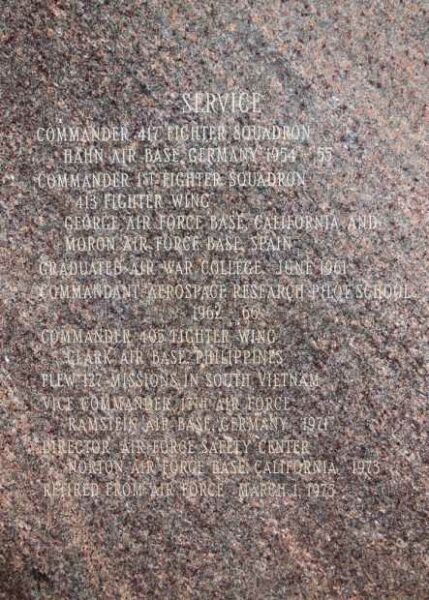 BRIGADIER GENERAL CHARLES E. “CHUCK” YEAGER MEMORIAL STONE B