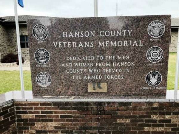 HANSON COUNTY VETERANS MEMORIAL DEDICATION STONE