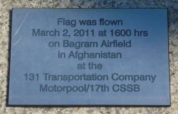 KING OF PRUSSIA VOLUNTEER FIRE COMPANY SEPTEMBER 11TH MEMORIAL FLAG PL;AQUE