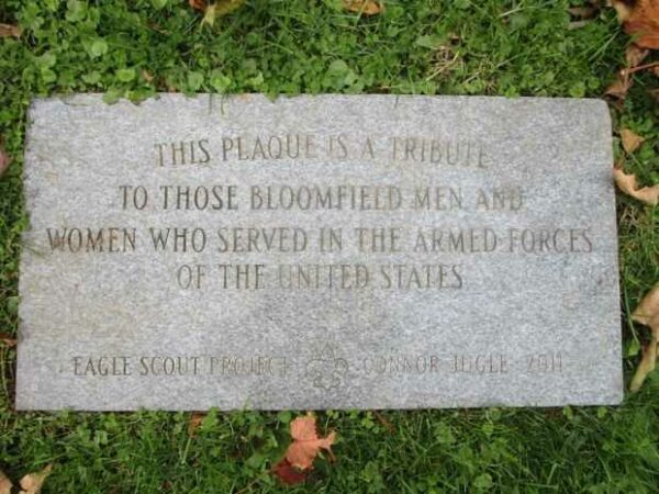BLOOMFIELD ARMED FORCES VETERANS MEMORIAL PLAQUE