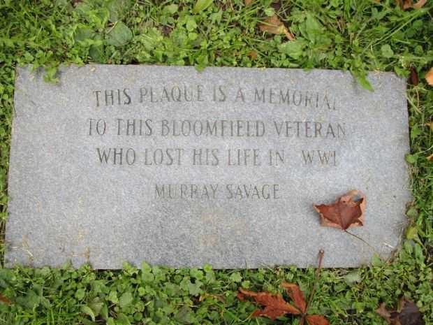 BLOOMFIELD WORLD WAR I VETERANS MEMORIAL PLAQUE
