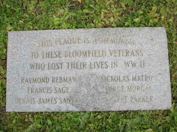 BLOOMFIELD WORLD WAR II VETERANS MEMORIAL PLAQUE