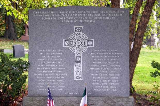 IRISH BORN MEN WHO GAVE THEIR LIVES IN THE KOREAN WAR MEMORIAL