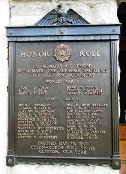 AMERICAN LEGION POST 821 SUPREME SACRIFICE WAR MEMORIAL PLAQUE