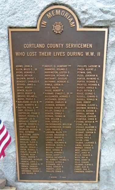 CORTLAND COUNTY WORLD WAR II SUPREME SACRIFICE MEMORIAL