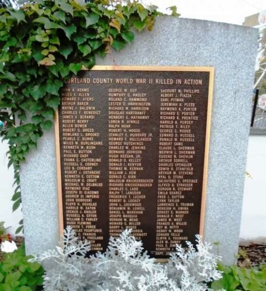CORTLAND COUNTY WORLD WAR II KILLED IN ACTION MEMORIAL