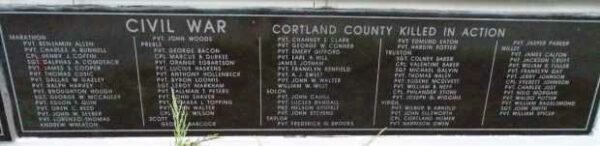 CORTLAND COUNTY CIVIL WAR KILLED IN ACTION MEMORIAL PLAQUE A