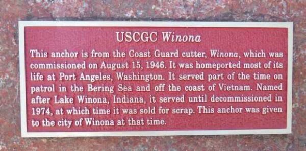 USCGC WINONA WAR MEMORIAL ANCHOR PLAQUE