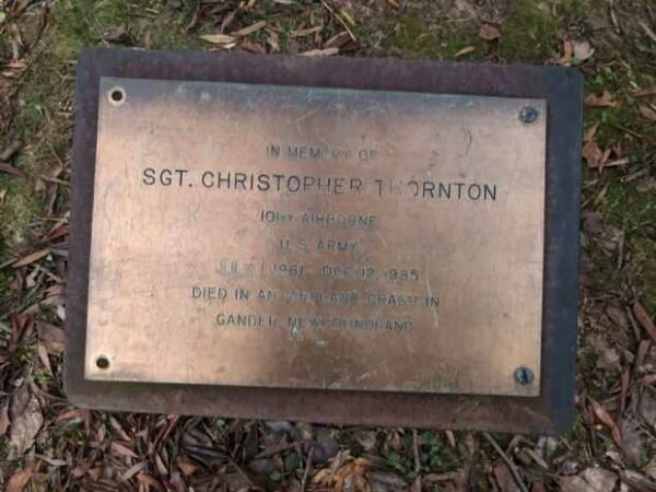 SGT. CHRISTOPHER THORNTON MEMORIAL TREE PLAQUE
