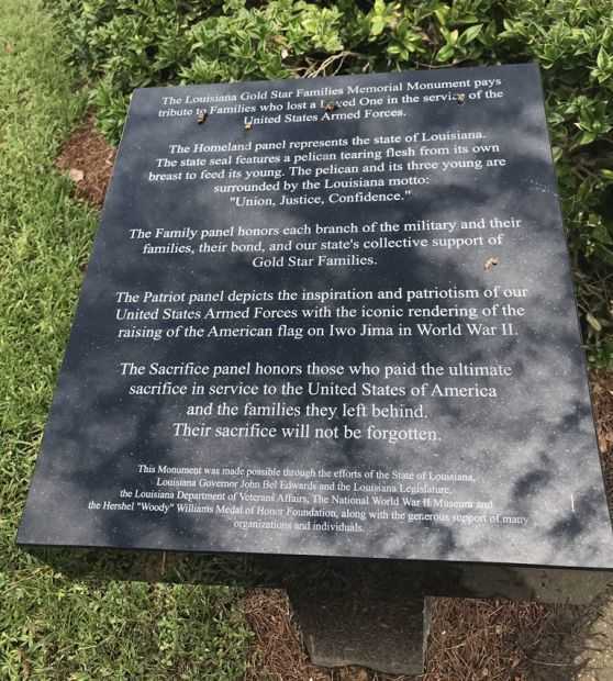 LOUISIANA GOLD STAR FAMILIES MEMORIAL PLAQUE