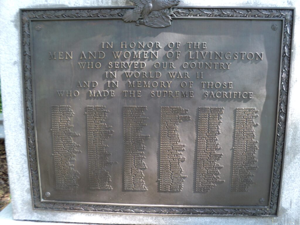 LIVINGSTON WORLD WAR II MEMORIAL PLAQUE