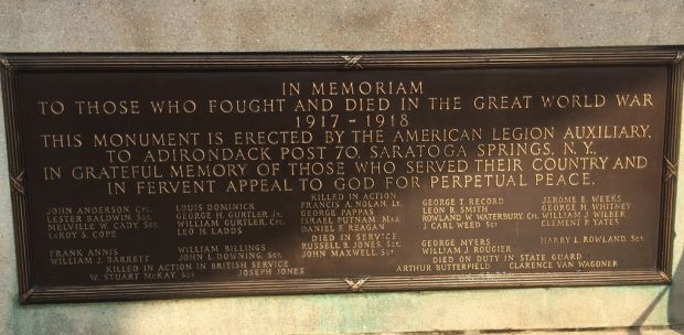 WORLD WAR MEMORIAL PAVILION PLAQUE