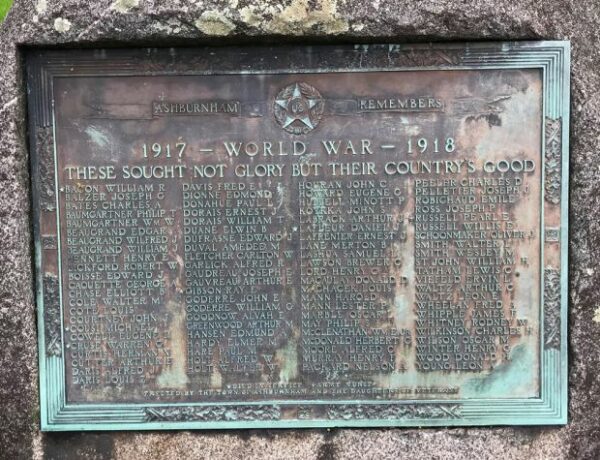 ASHBURNHAM WORLD WAR MEMORIAL PLAQUE