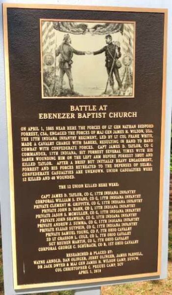 BATTLE AT EBENEZER BAPTIST CHURCH MEMORIAL PLAQUE