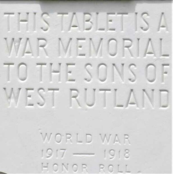 WEST RUTLAND WAR MEMORIAL STONE A